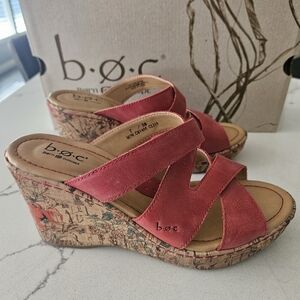 b.o.c. Pink Wedge Sandals with Cork Sole